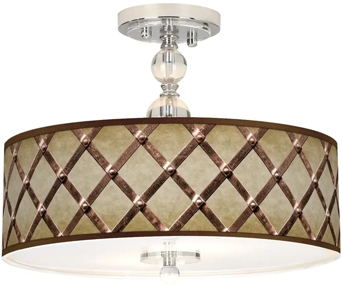 Metal Weave Giclee 16" Wide Semi-Flush Ceiling Light