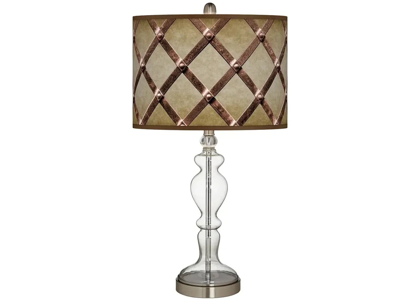 Metal Weave Giclee Apothecary Clear Glass Table Lamp