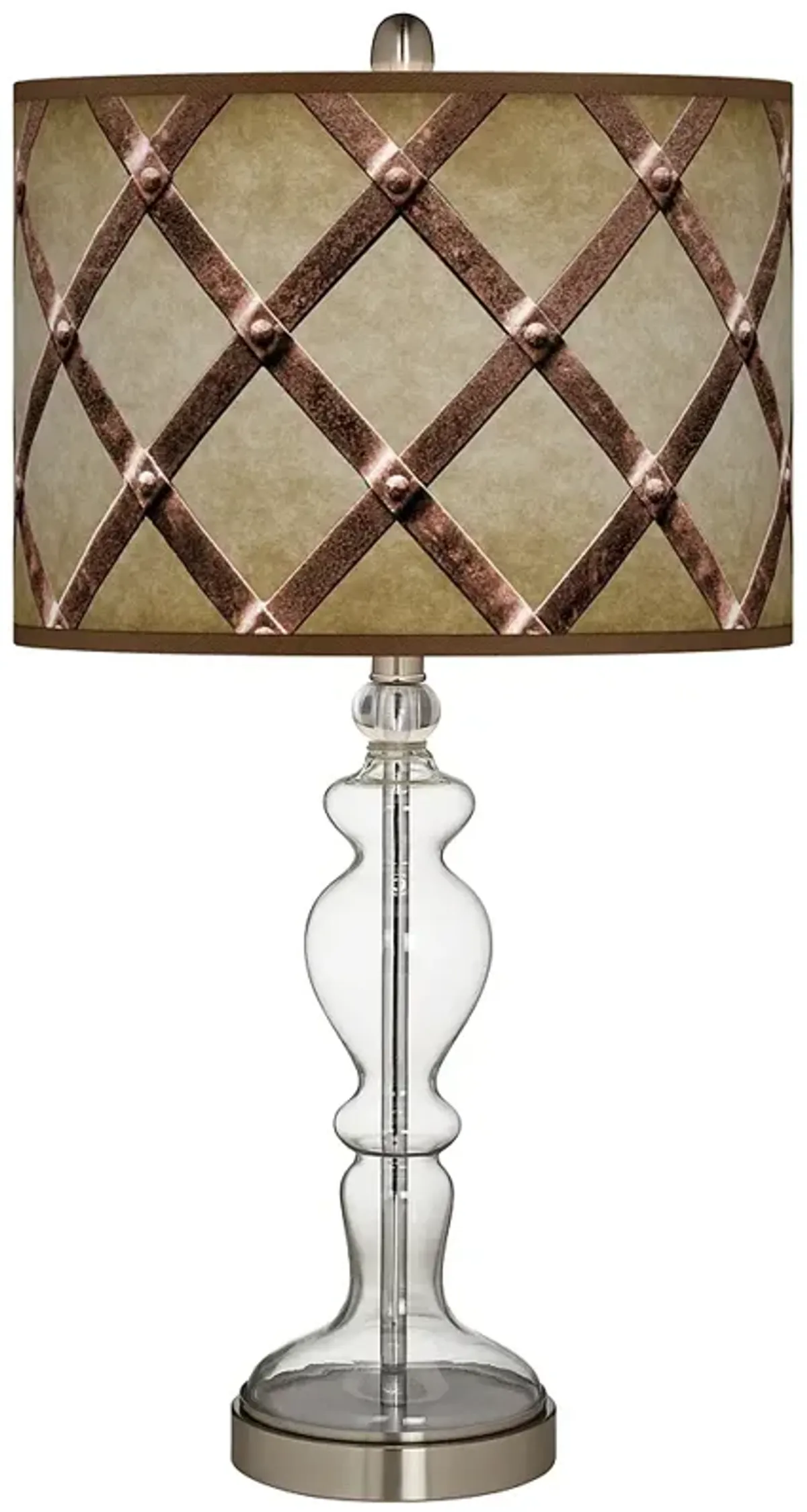 Metal Weave Giclee Apothecary Clear Glass Table Lamp