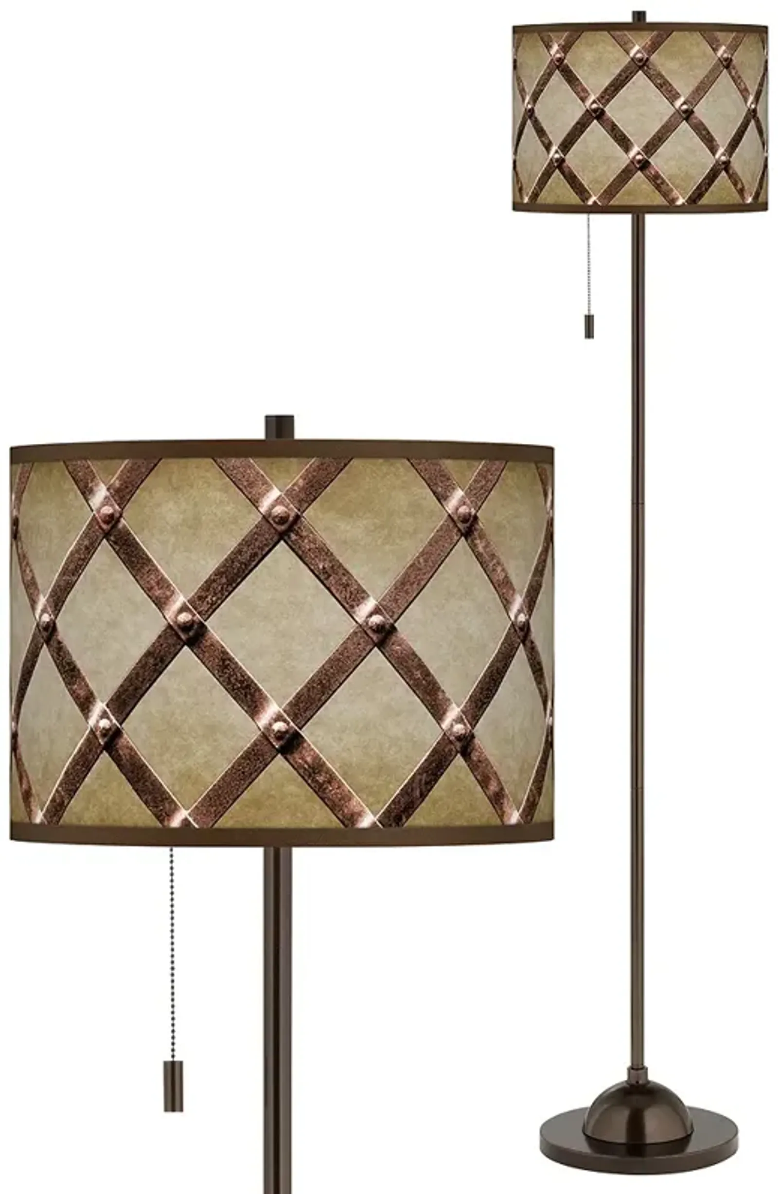 Metal Weave Giclee Glow Bronze Club Floor Lamp