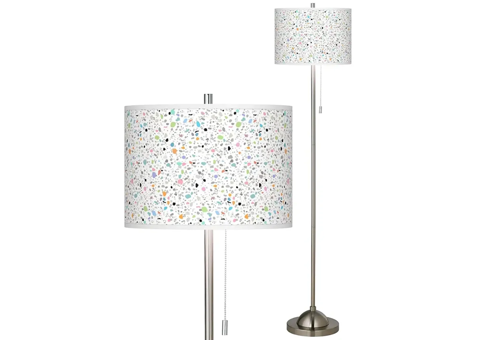 Colored Terrazzo Brushed Nickel Pull Chain Floor Lamp