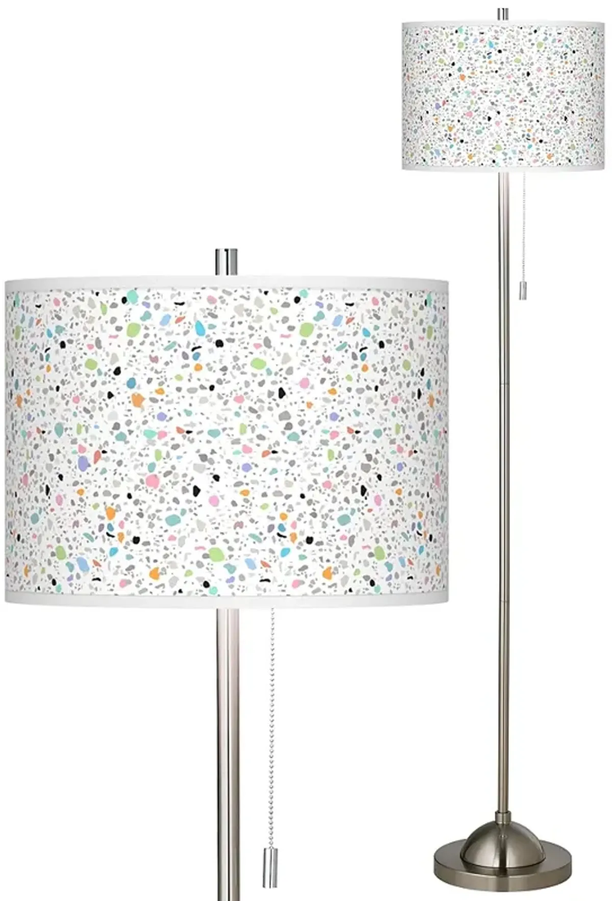 Colored Terrazzo Brushed Nickel Pull Chain Floor Lamp