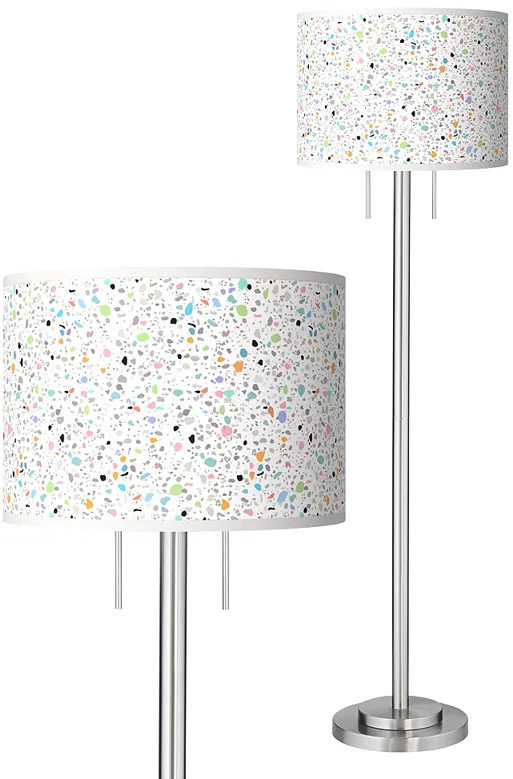 Colored Terrazzo Giclee Brushed Nickel Garth Floor Lamp