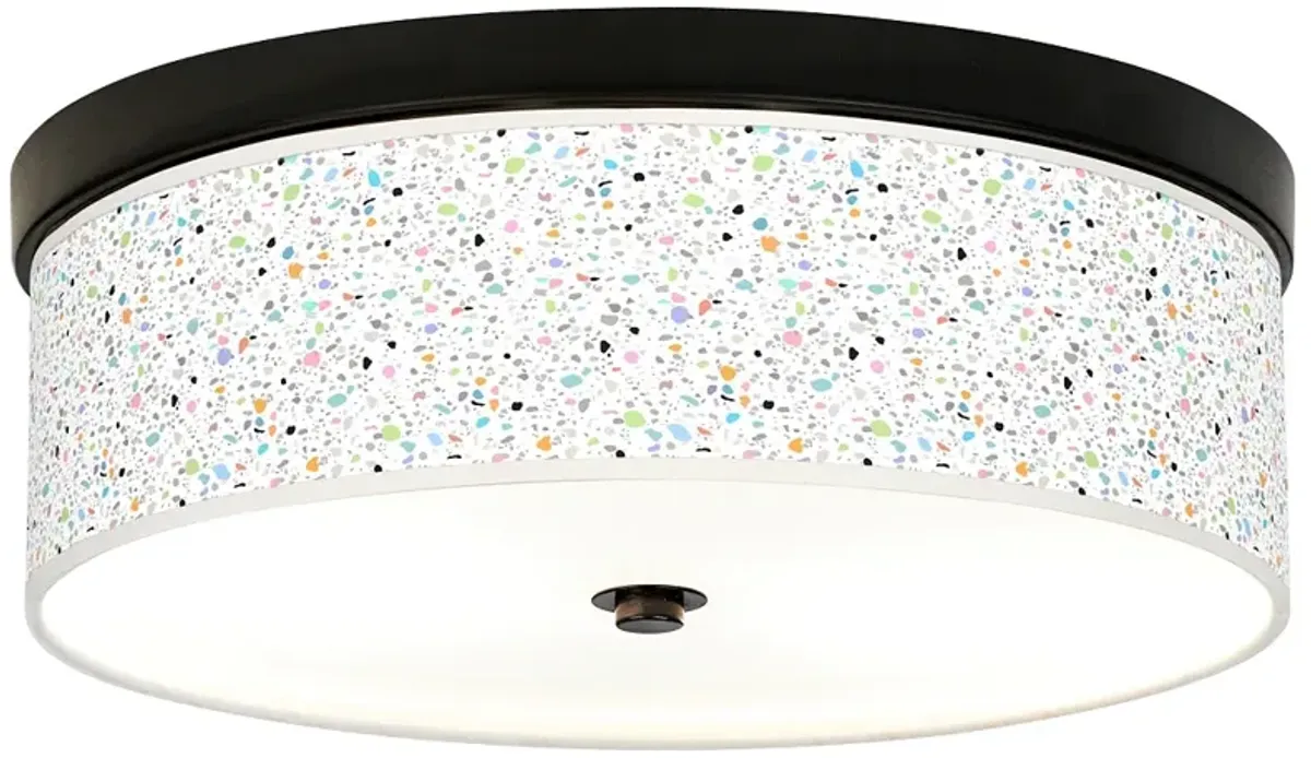 Giclee Gallery Colored Terrazzo Pattern 14" Bronze LED Ceiling Light
