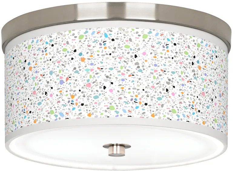 Colored Terrazzo Giclee Nickel 10 1/4" Wide Ceiling Light