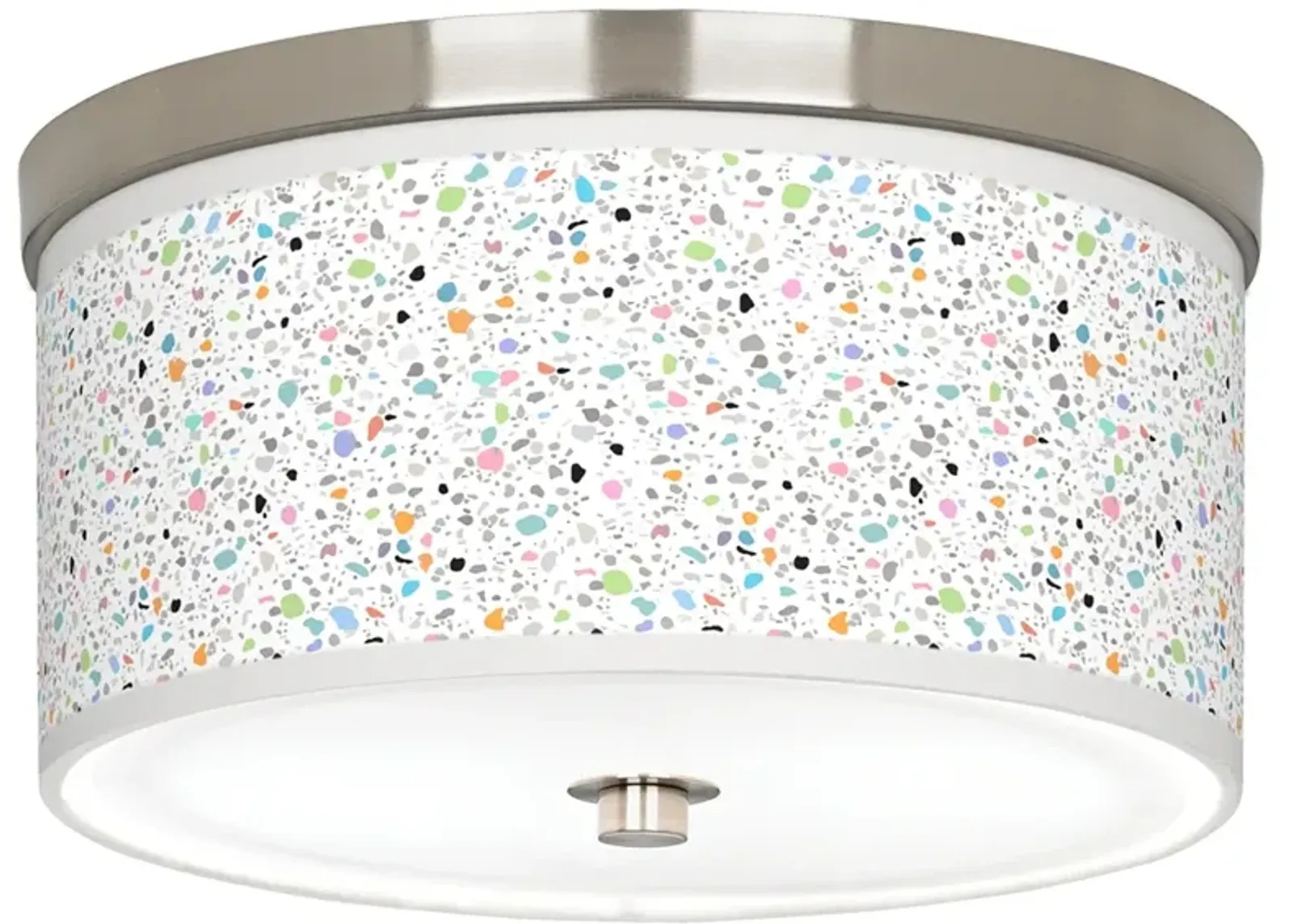 Colored Terrazzo Giclee Nickel 10 1/4" Wide Ceiling Light