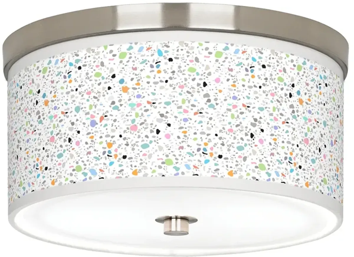 Colored Terrazzo Giclee Nickel 10 1/4" Wide Ceiling Light