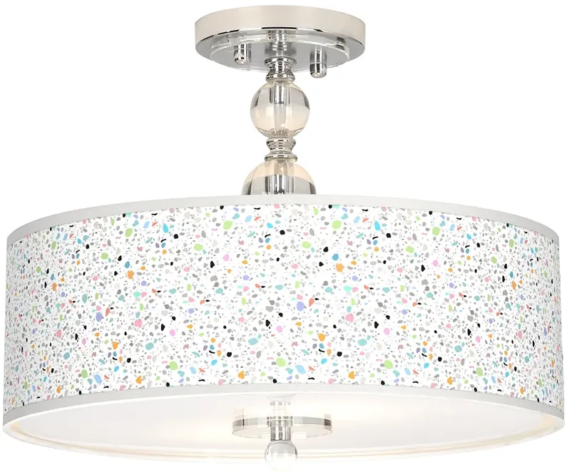 Colored Terrazzo Giclee 16" Wide Semi-Flush Ceiling Light