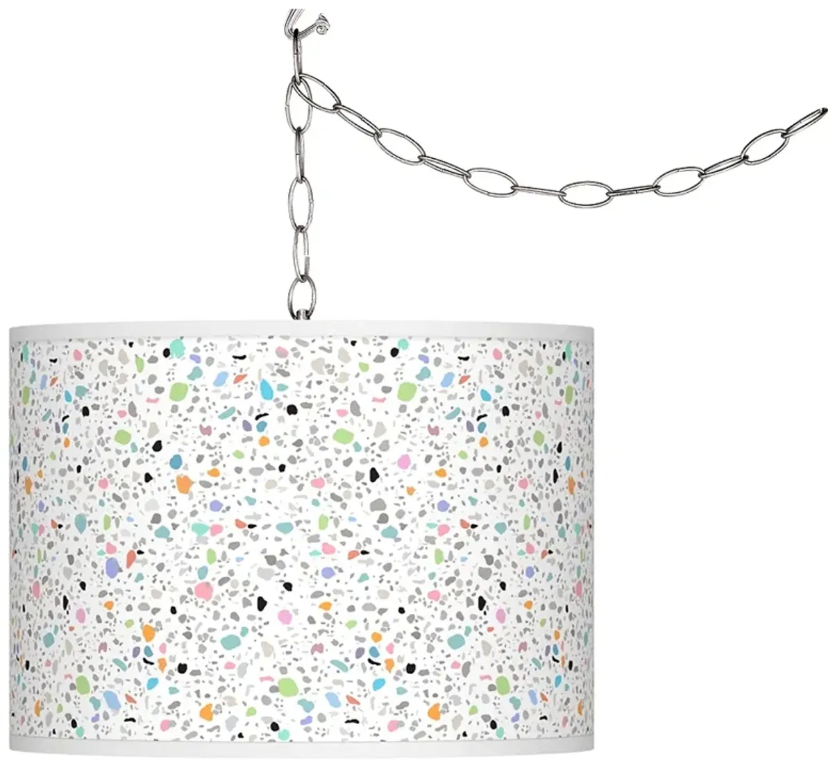 Colored Terrazzo Giclee Glow Plug-In Swag Pendant