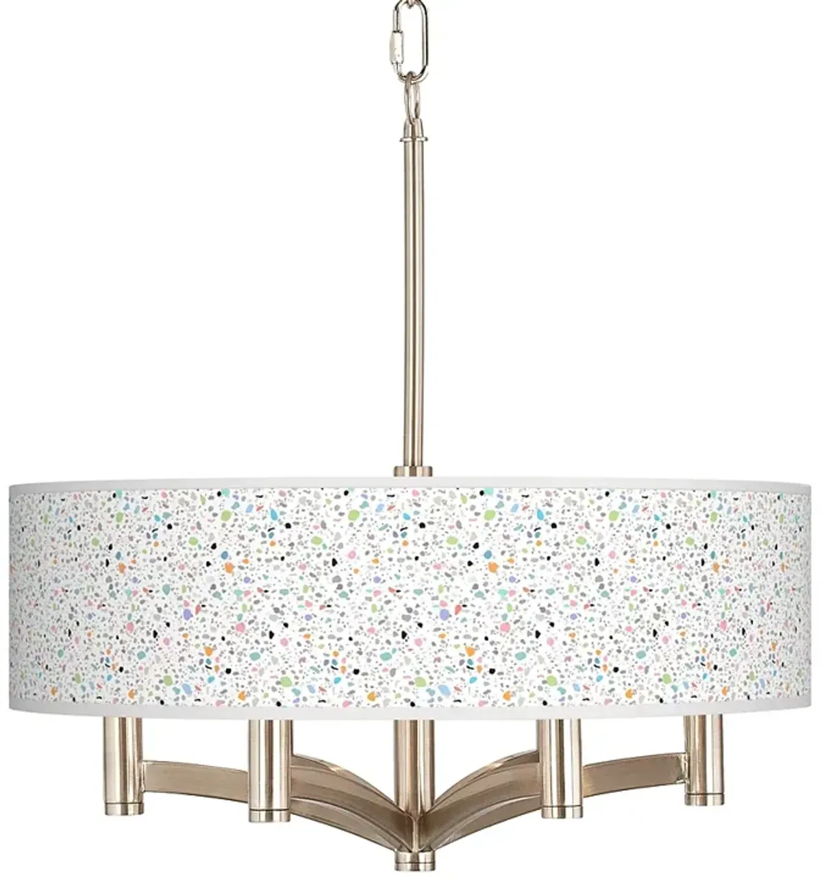 Colored Terrazzo Ava 6-Light Nickel Pendant Chandelier