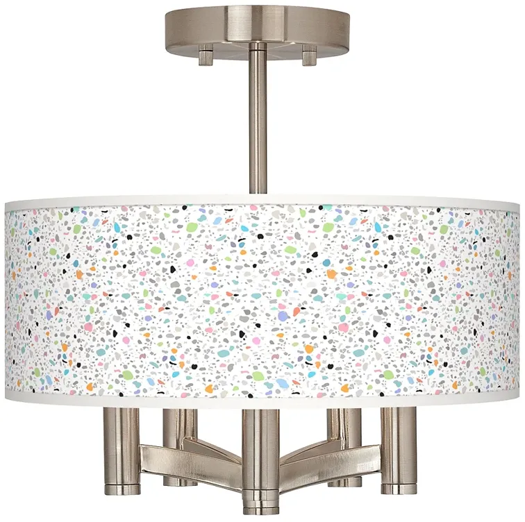 Colored Terrazzo Ava 5-Light Nickel Ceiling Light