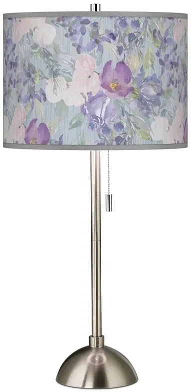 Spring Flowers Giclee Brushed Nickel Table Lamp