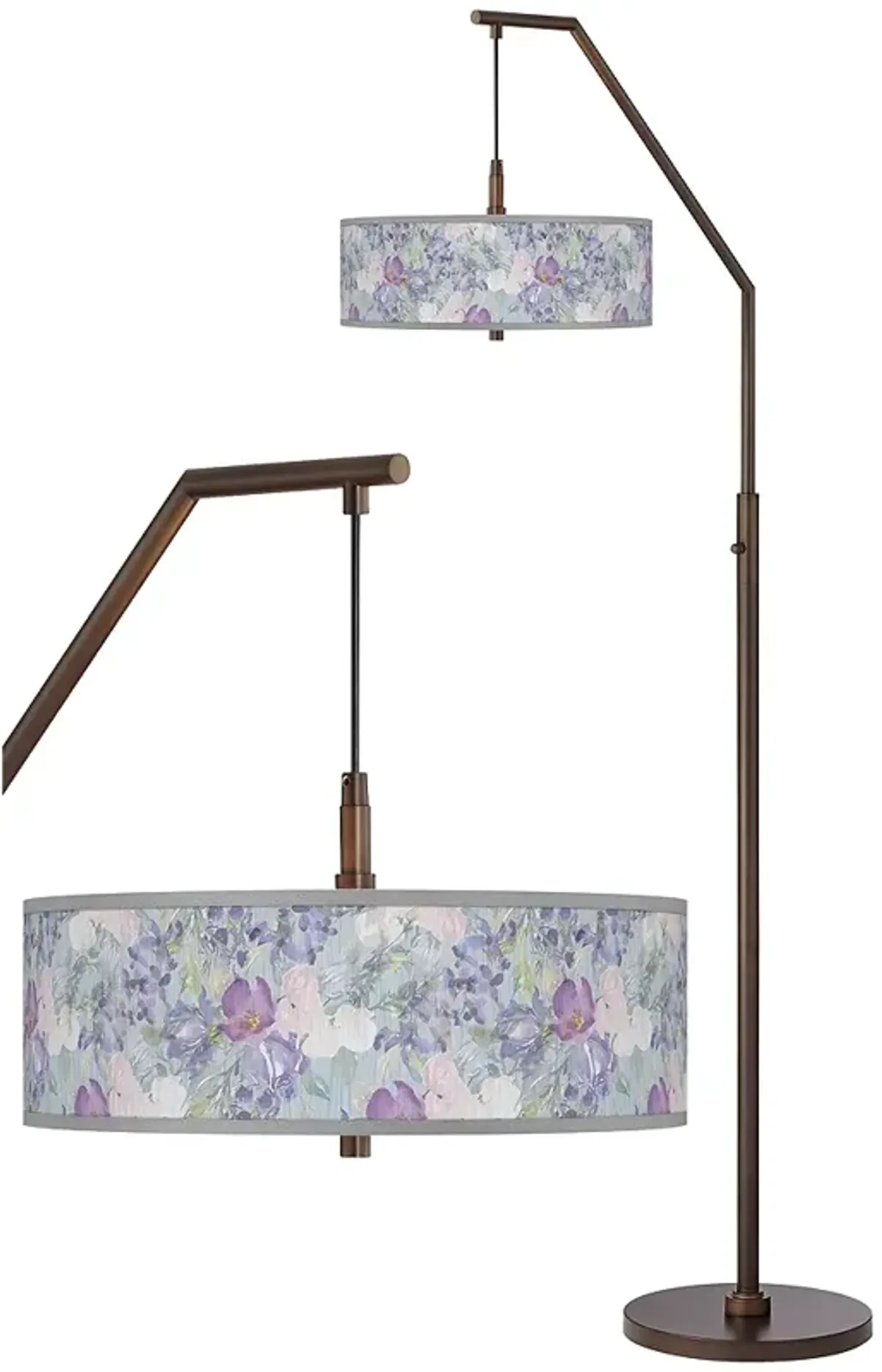 Spring Flowers Bronze Downbridge Arc Floor Lamp