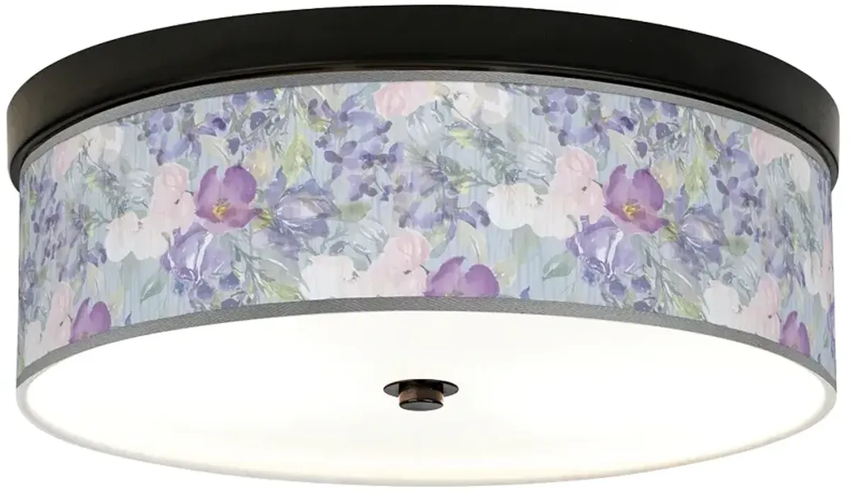 Giclee Gallery Spring Flowers Pattern 14" Bronze LED Ceiling Light