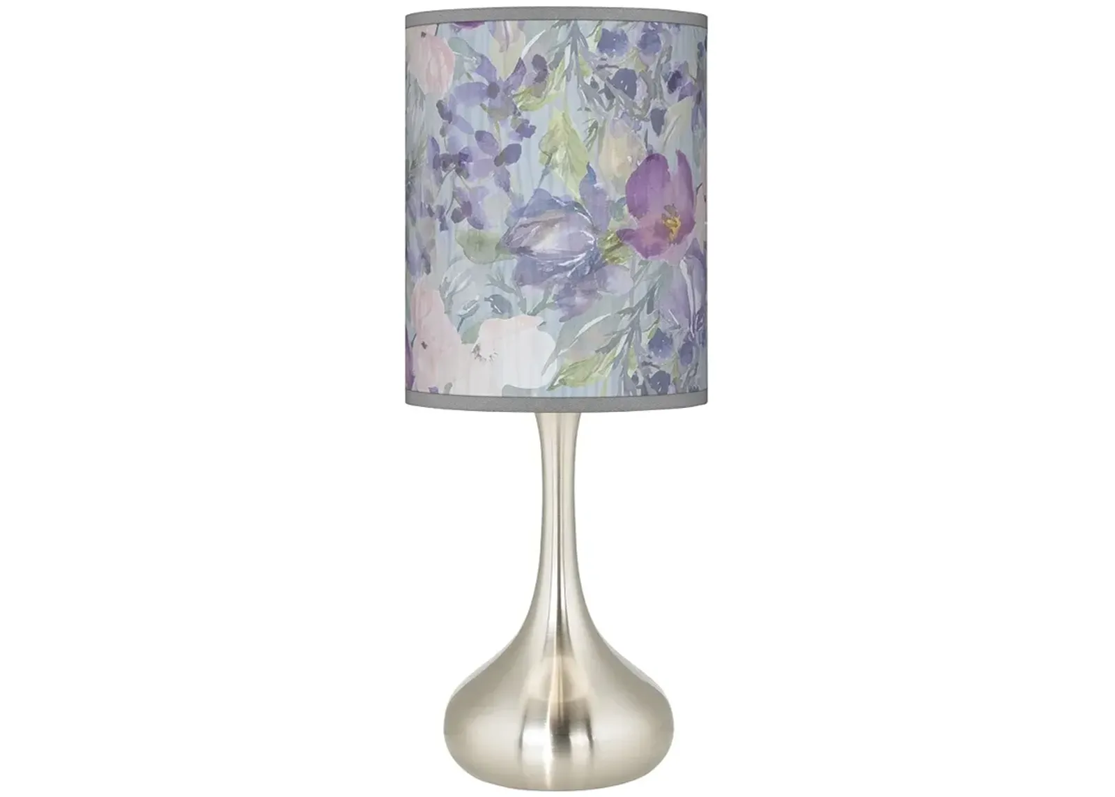 Spring Flowers Giclee Brushed Nickel Droplet Table Lamp