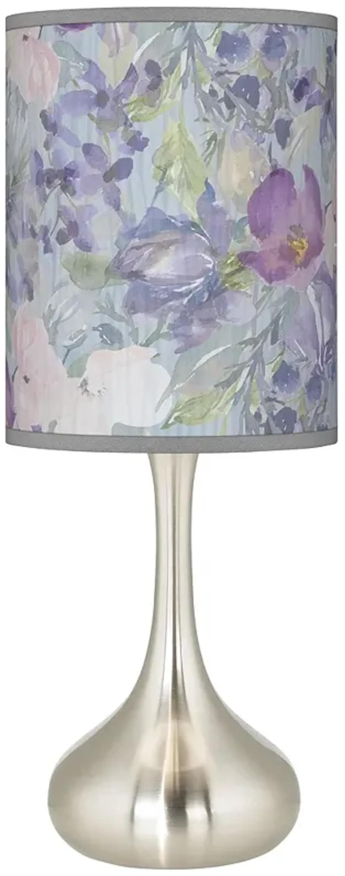 Spring Flowers Giclee Brushed Nickel Droplet Table Lamp