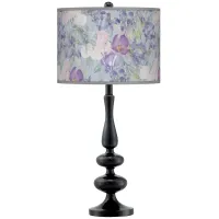 Spring Flowers Giclee Paley Black Table Lamp