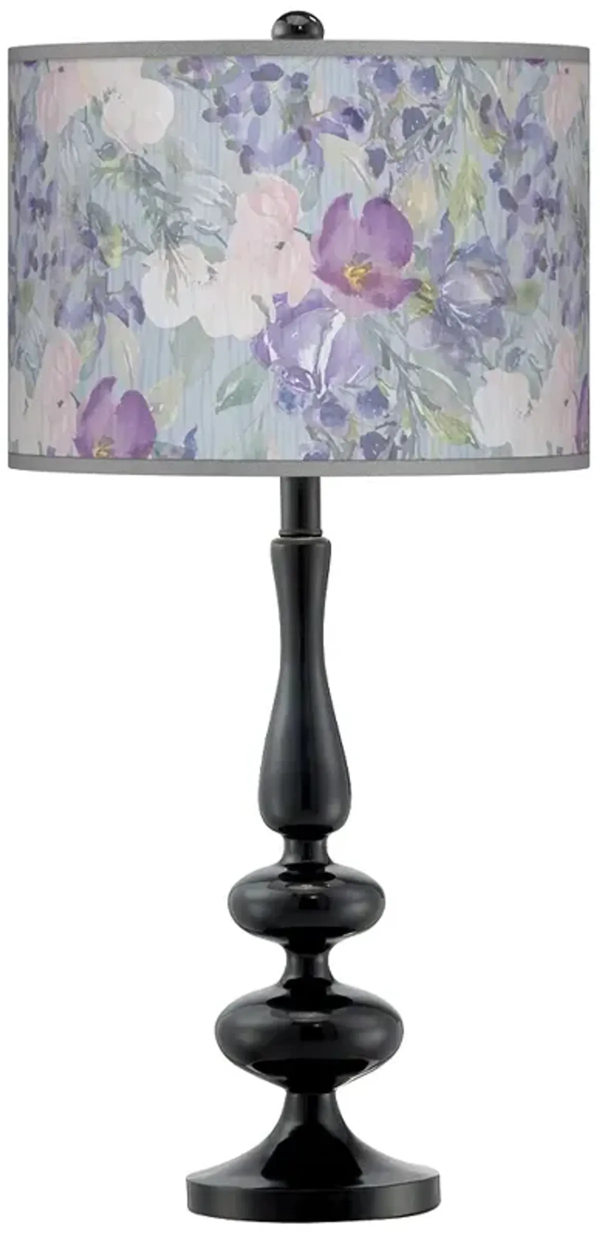 Spring Flowers Giclee Paley Black Table Lamp