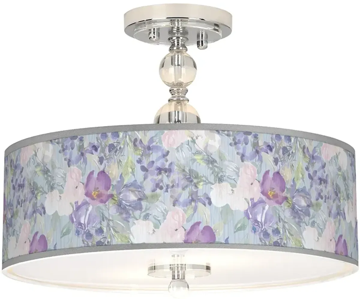 Giclee Gallery Spring Flowers 16" Wide Semi-Flush Ceiling Light