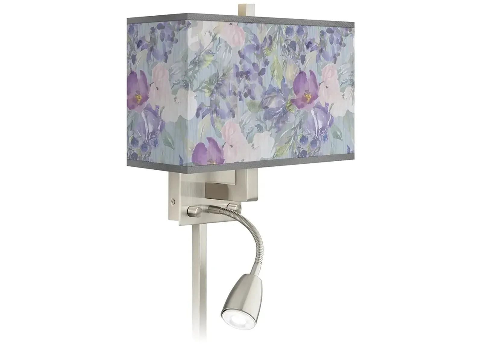 Spring Flowers Giclee Glow LED Reading Light Plug-In Sconce