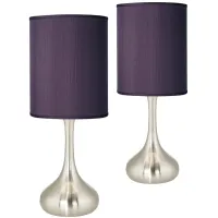 Possini Euro Droplet 23 1/2" Eggplant Purple Table Lamps Set of 2