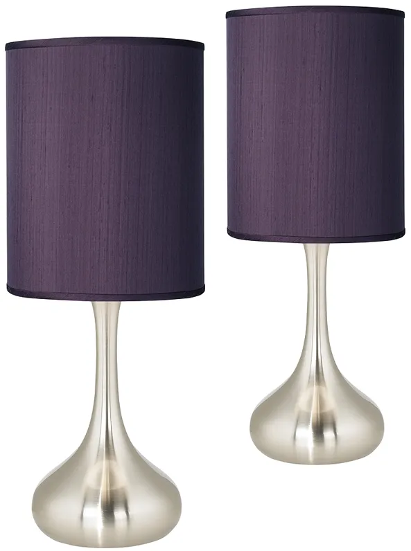 Possini Euro Droplet 23 1/2" Eggplant Purple Table Lamps Set of 2