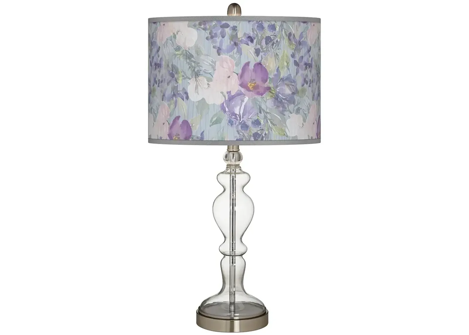 Spring Flowers Giclee Apothecary Clear Glass Table Lamp