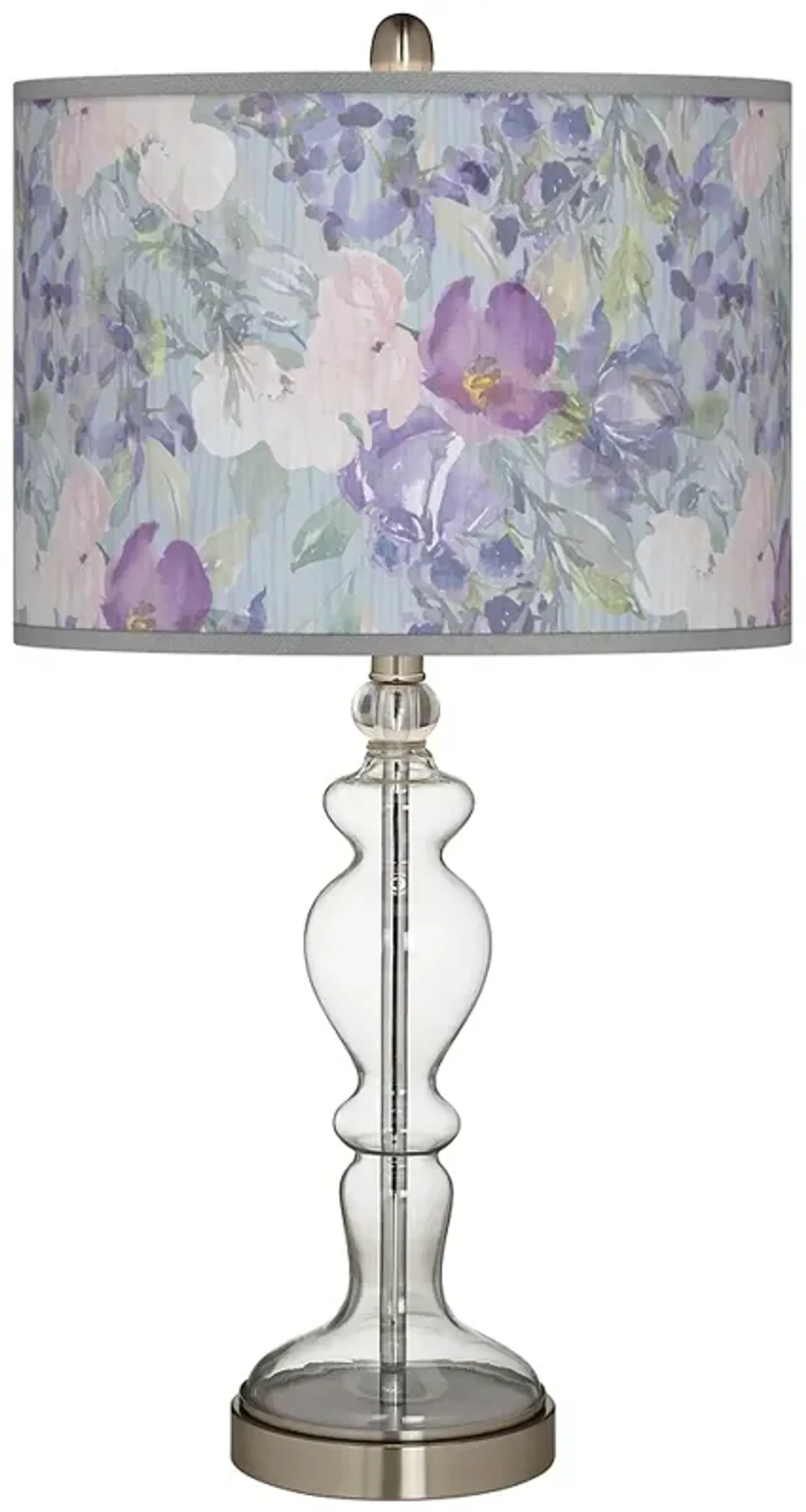 Spring Flowers Giclee Apothecary Clear Glass Table Lamp