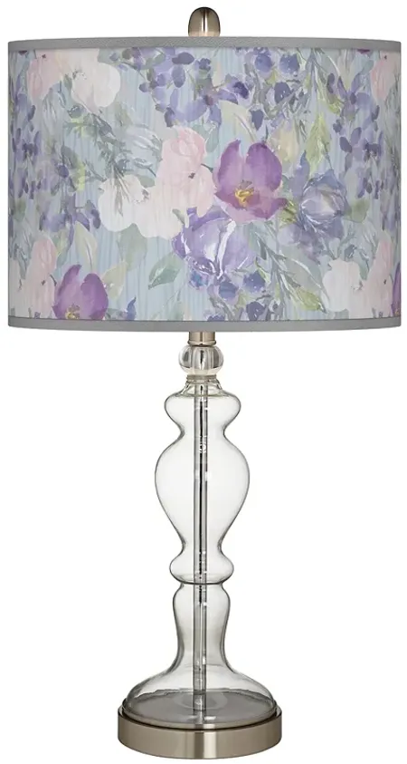 Spring Flowers Giclee Apothecary Clear Glass Table Lamp