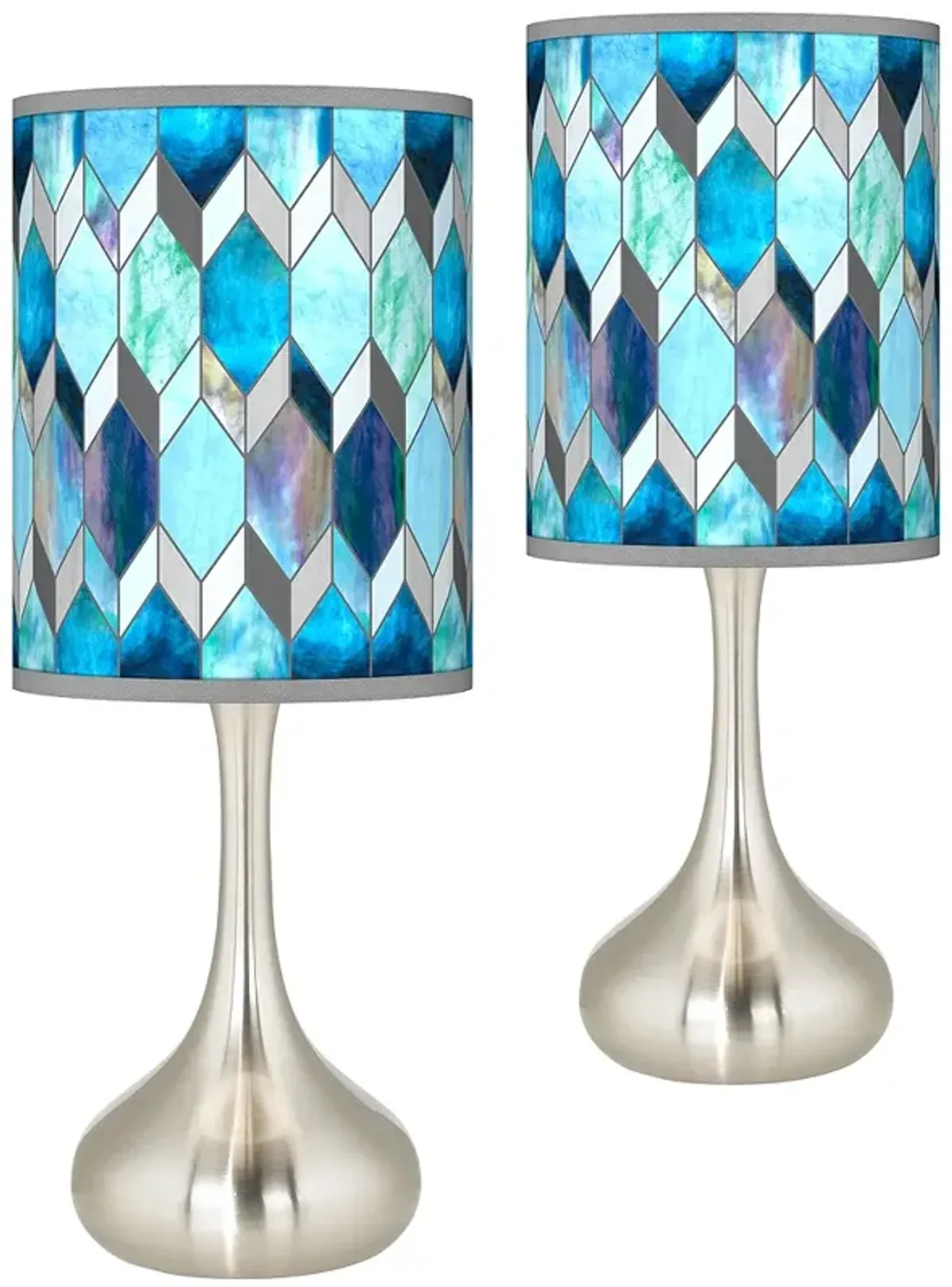 Giclee Glow Droplet 23 1/2" Blue Mosaic Shade Modern Lamps Set of 2