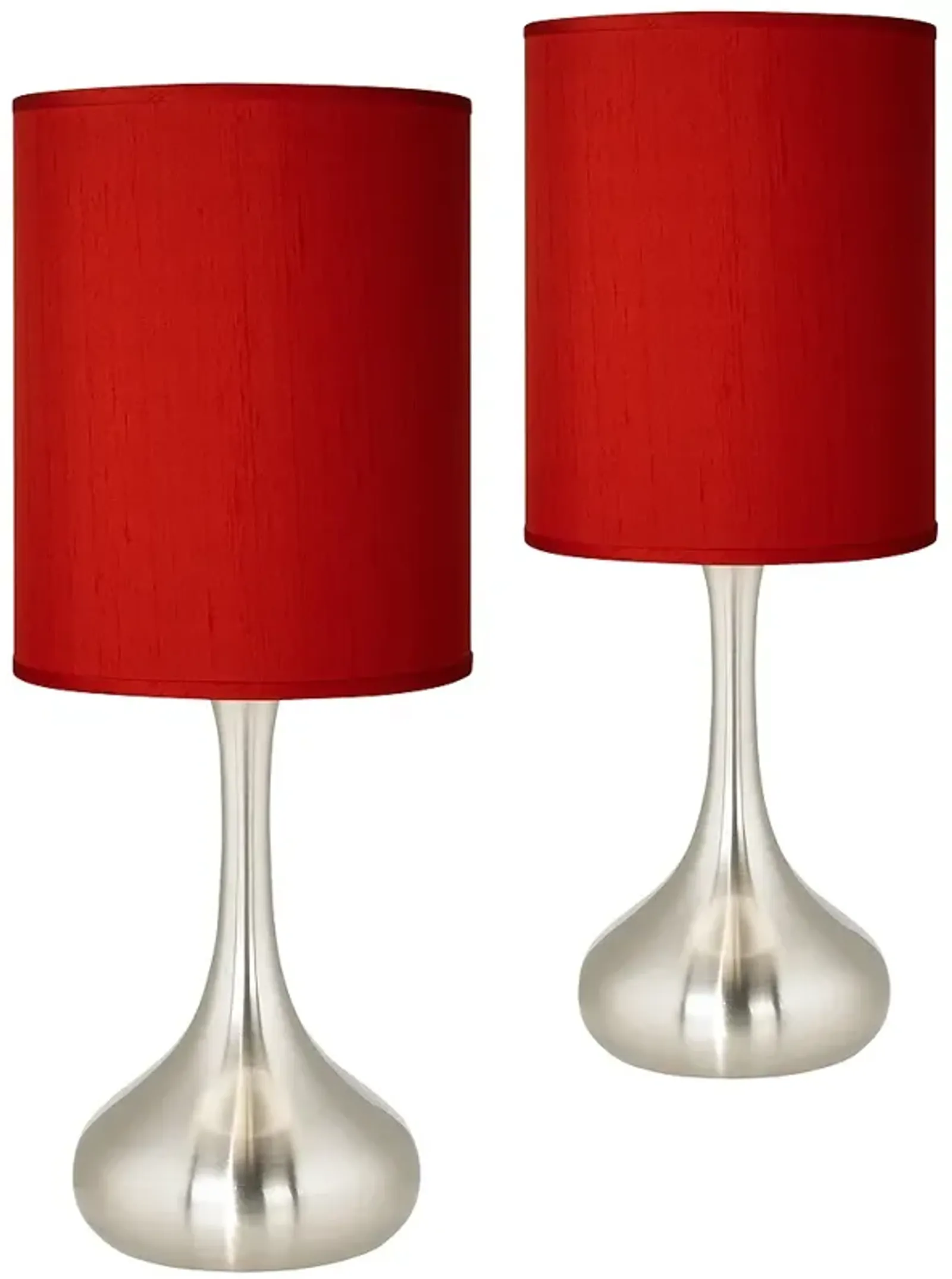 Possini Euro Droplet 23 1/2" Red Faux Silk Table Lamps Set of 2