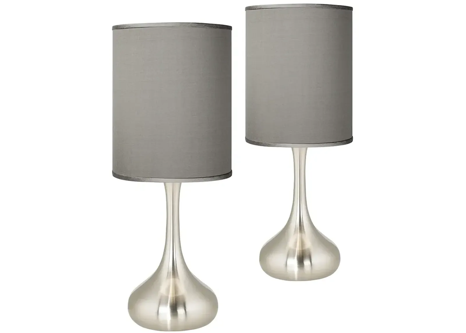 Possini Euro 23 1/2" Gray Faux Silk Nickel Droplet Modern Table Lamp