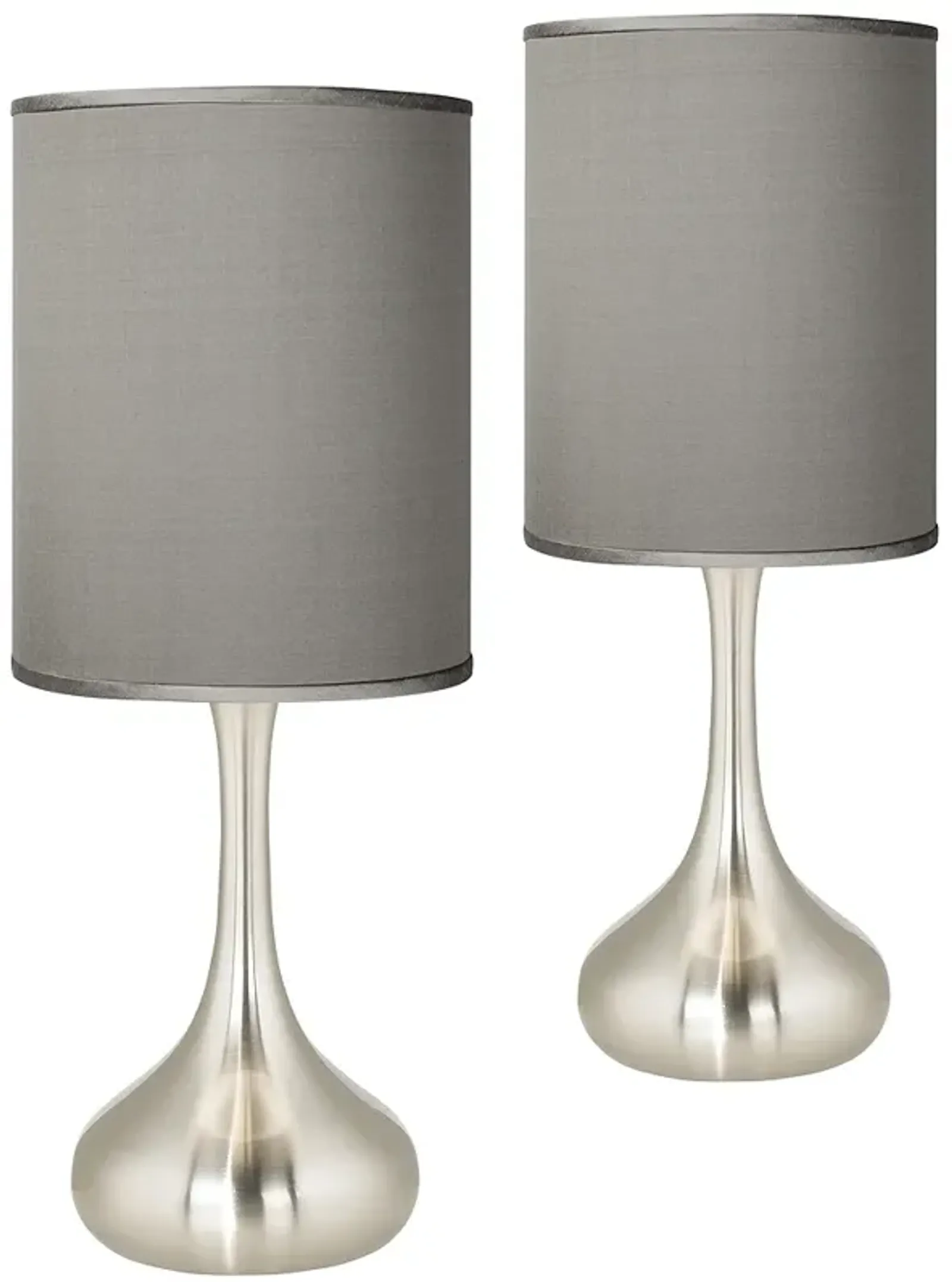 Possini Euro 23 1/2" Gray Faux Silk Nickel Droplet Modern Table Lamp