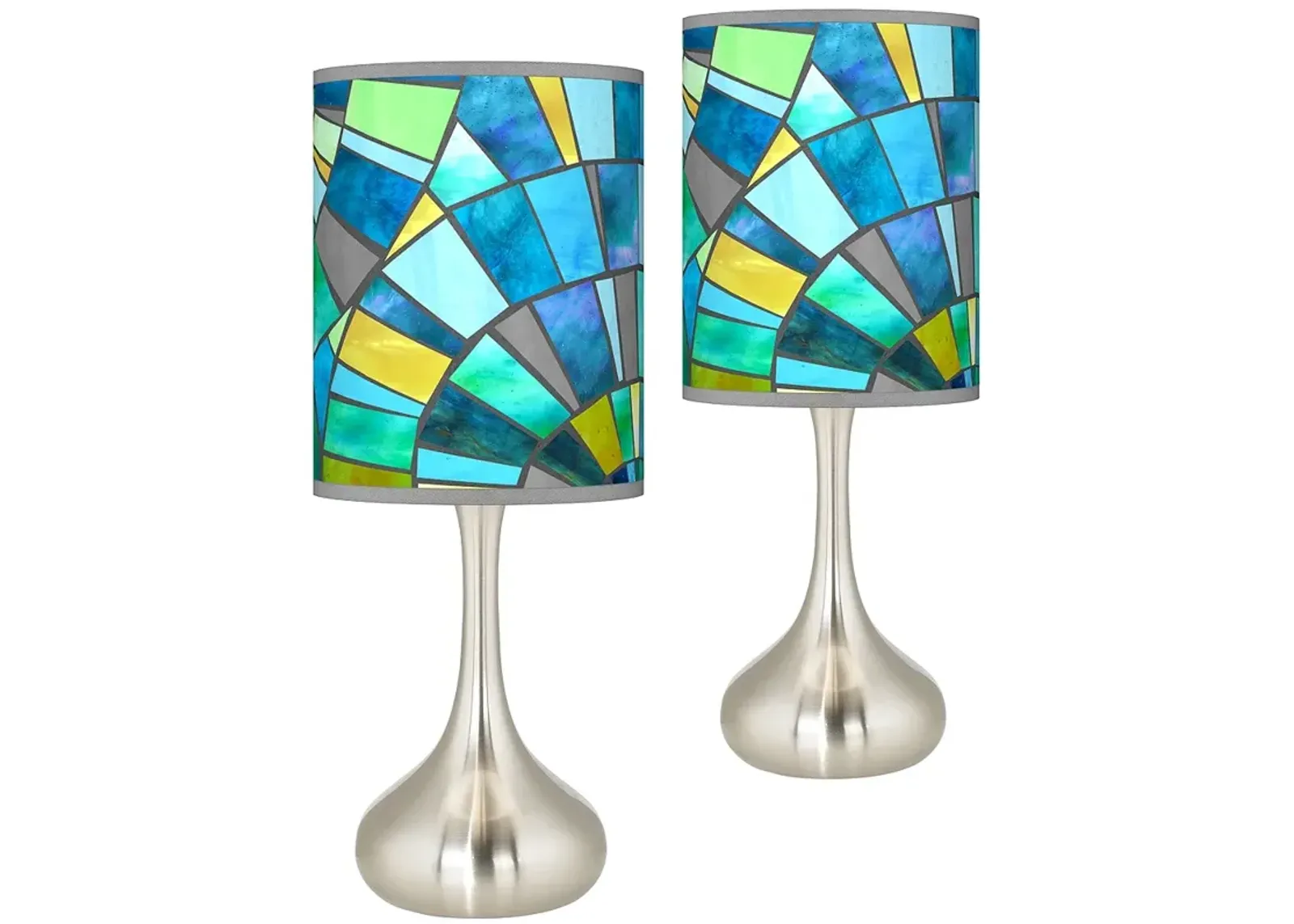 Lagos Mosaic Giclee Droplet Modern Table Lamps Set of 2