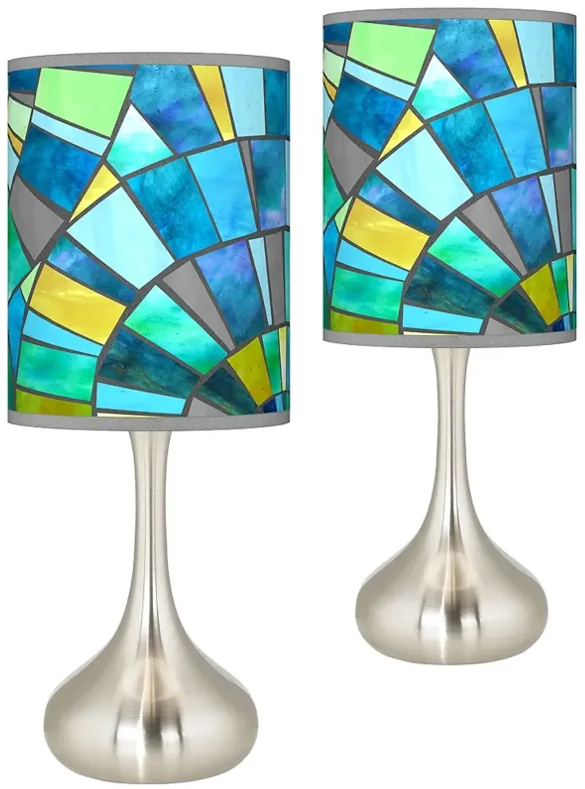 Lagos Mosaic Giclee Droplet Modern Table Lamps Set of 2