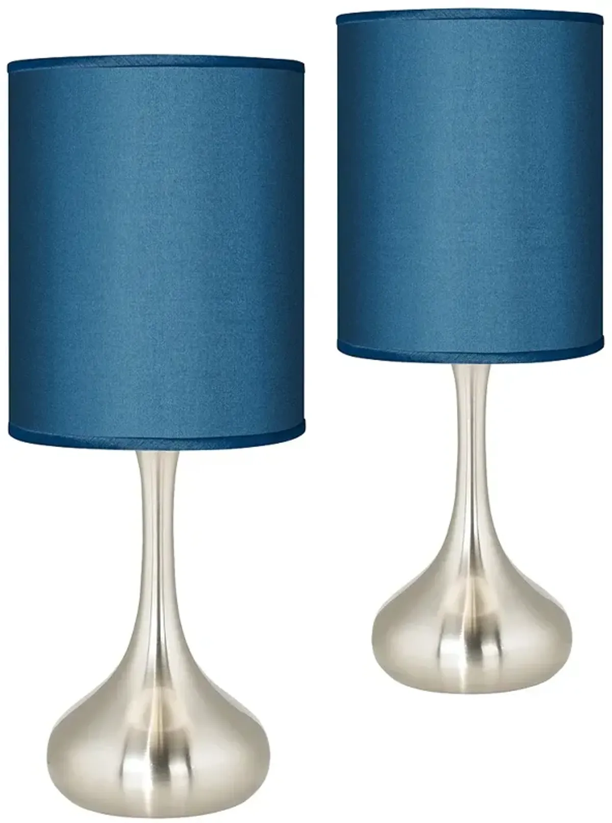 Possini Euro Droplet 23 1/2" Blue Faux Silk Table Lamps Set of 2