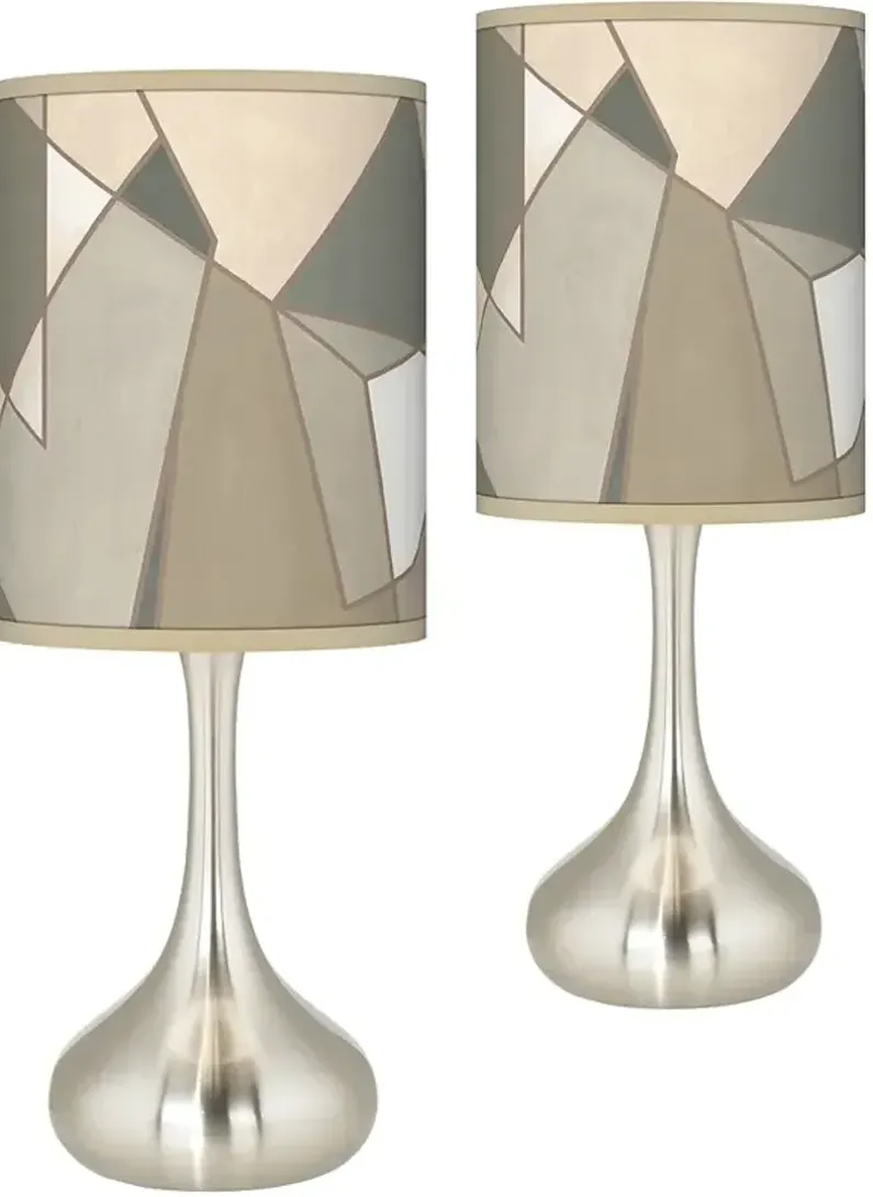 Modern Mosaic I Giclee Shade Modern Droplet Table Lamps - Set of 2