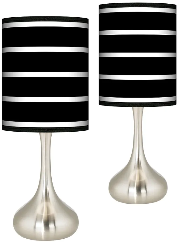 Bold Black Stripe Giclee Droplet Modern Table Lamps Set of 2