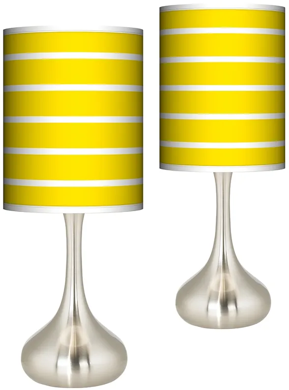 Vivid Yellow Stripes Giclee Modern Droplet Table Lamps Set of 2