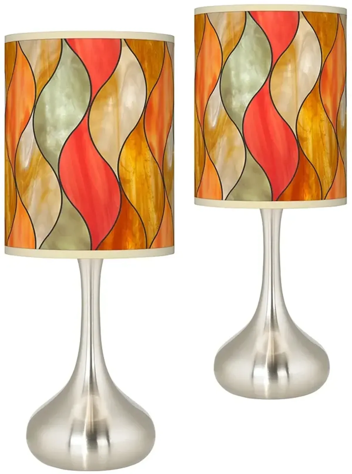 Flame Mosaic Giclee Shade Droplet Modern Table Lamps Set of 2