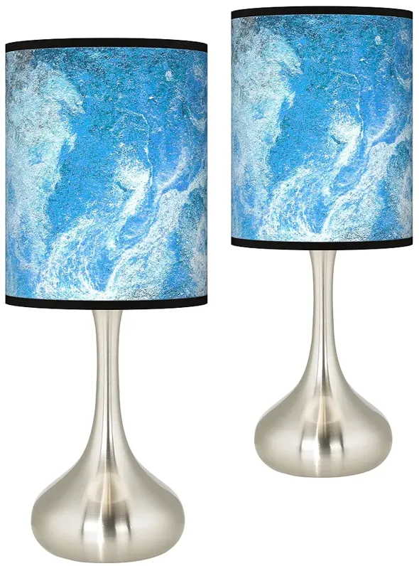 Ultrablue Giclee Modern Droplet Table Lamps Set of 2