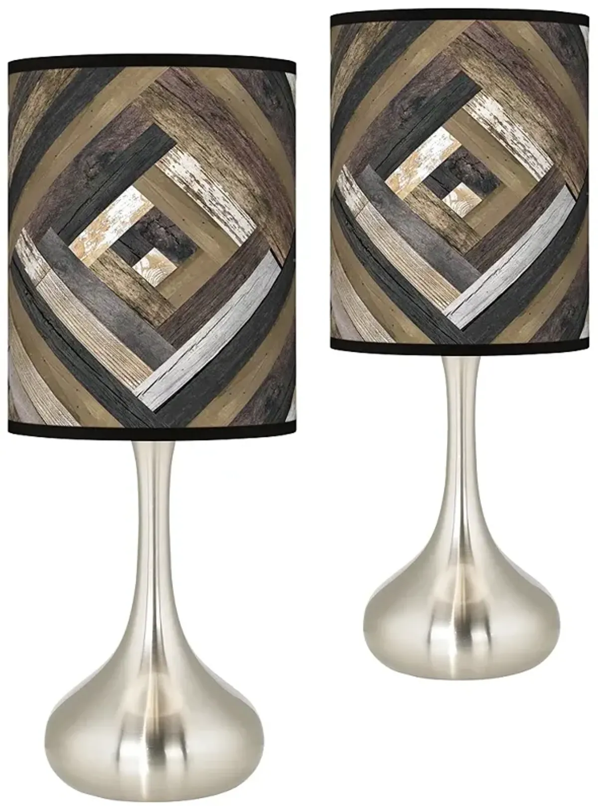 Giclee Glow Droplet 23 1/2" Woodwork Diamonds Shade Lamps Set of 2