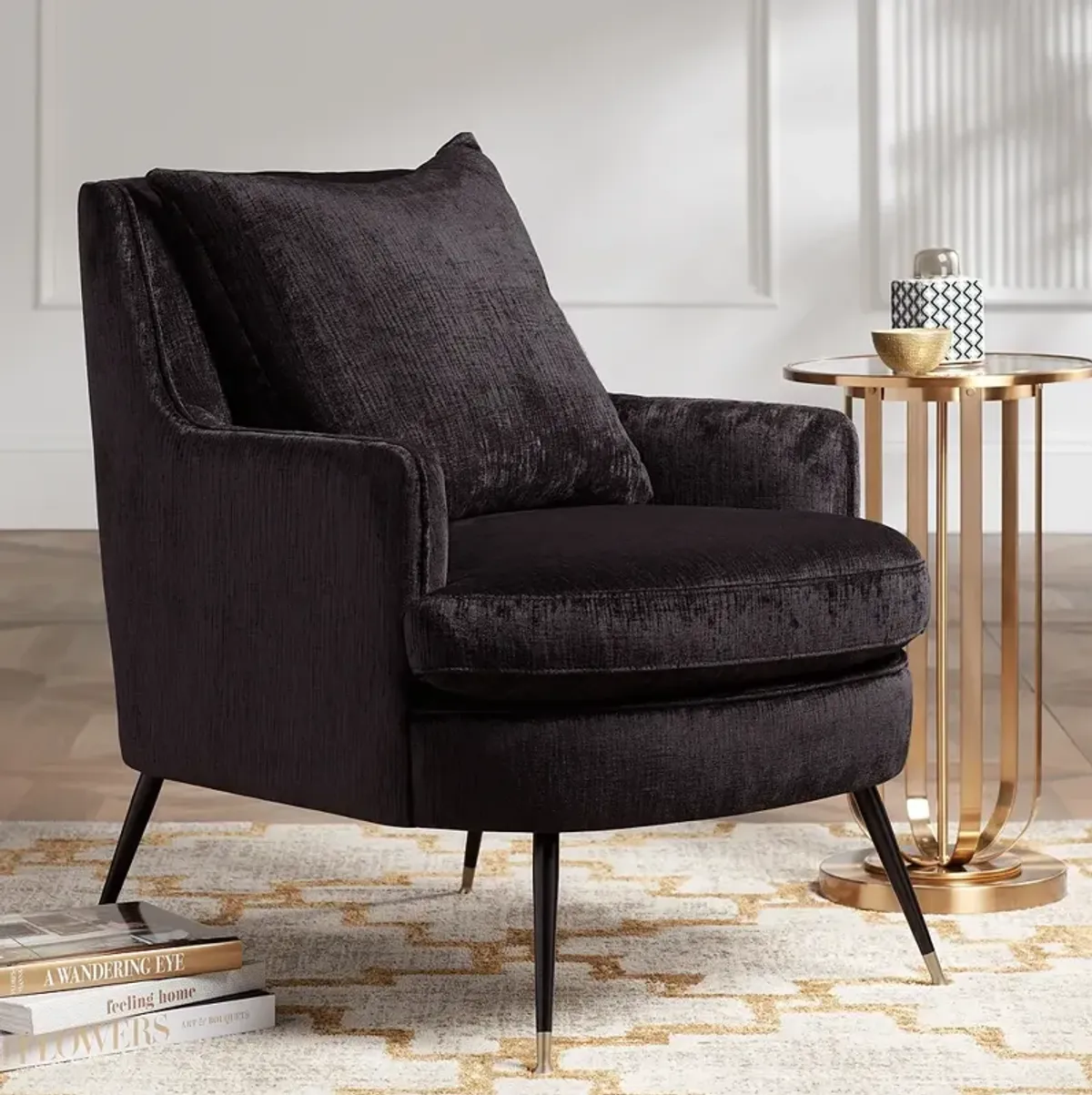 Virginia Corduroy Charcoal Accent Chair