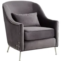 Elaina Velvet Dark Gray Accent Chair