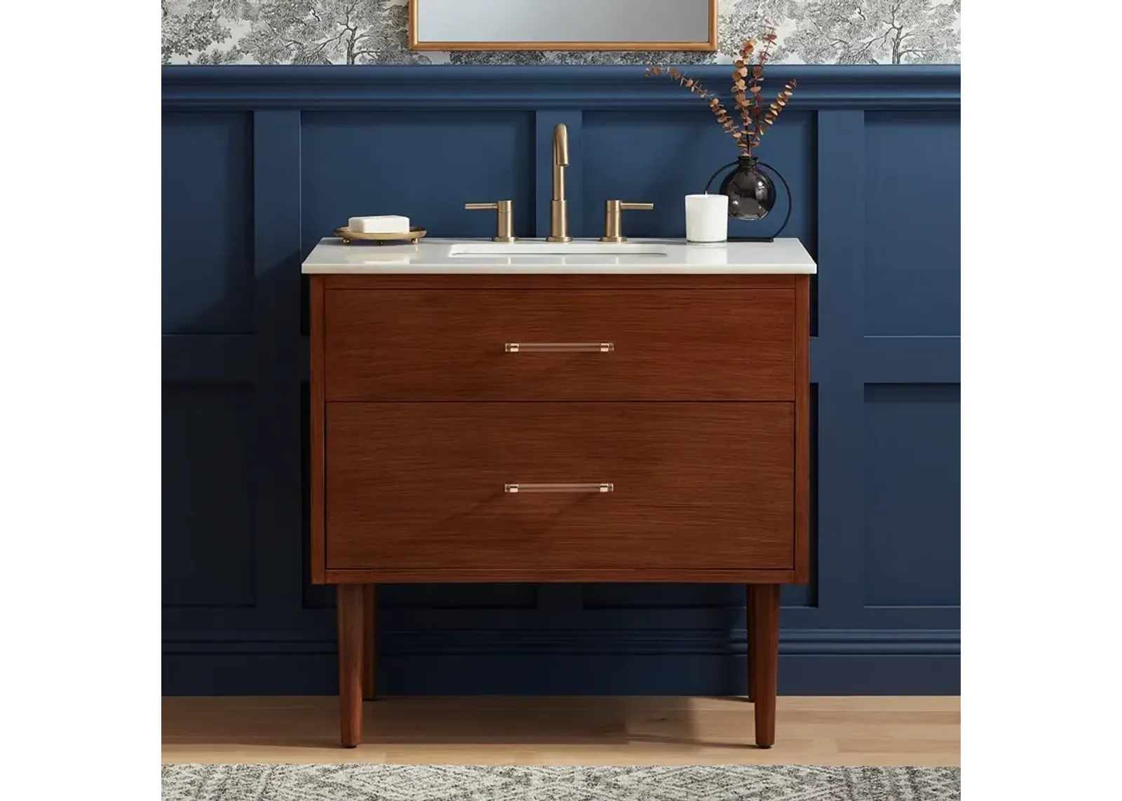 Ollie 36" Wide Teak Wood 1-Drawer Single Vanity