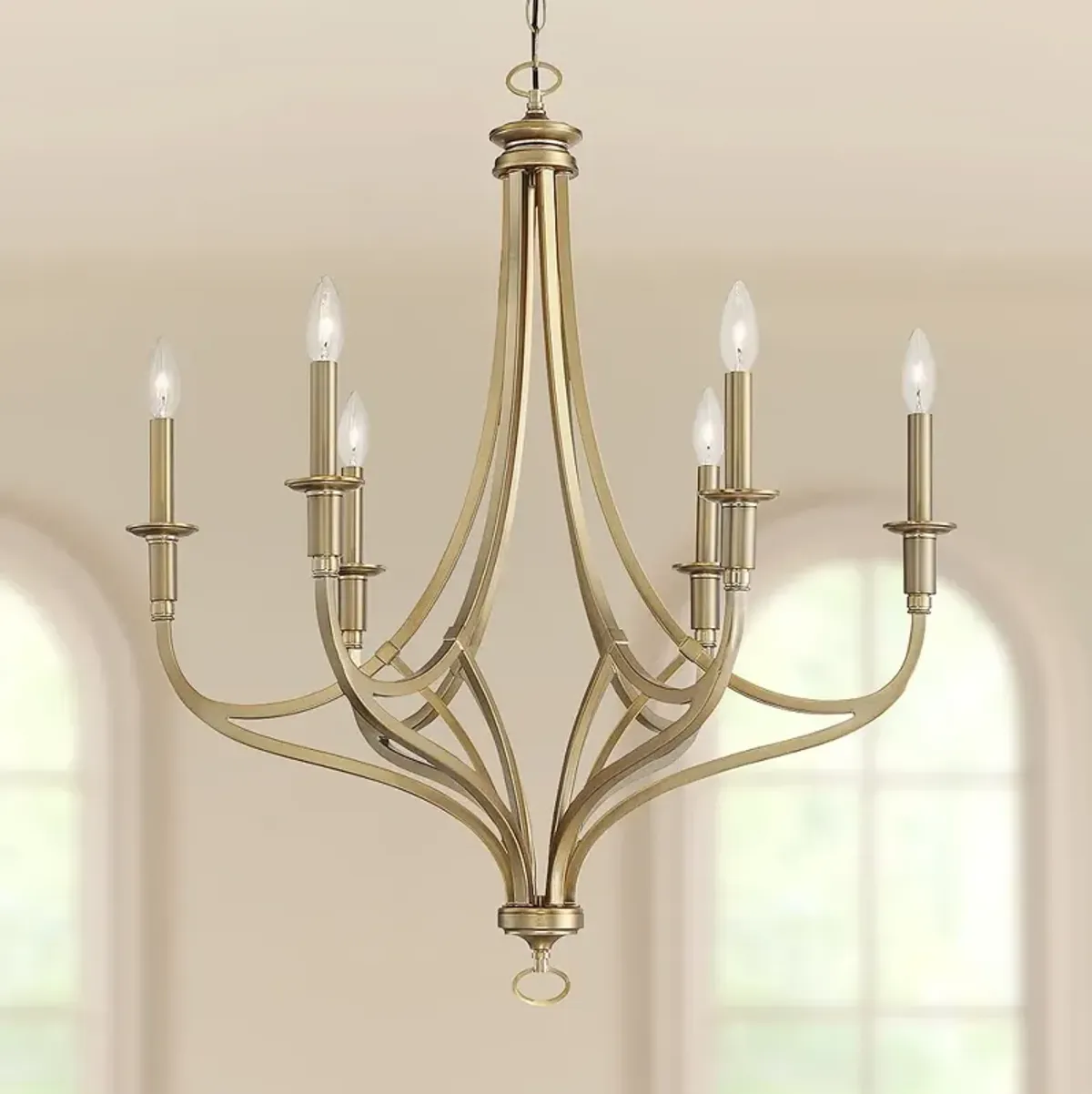 Minka Covent Park 28" Wide Brushed Honey Gold 6-Light Chandelier