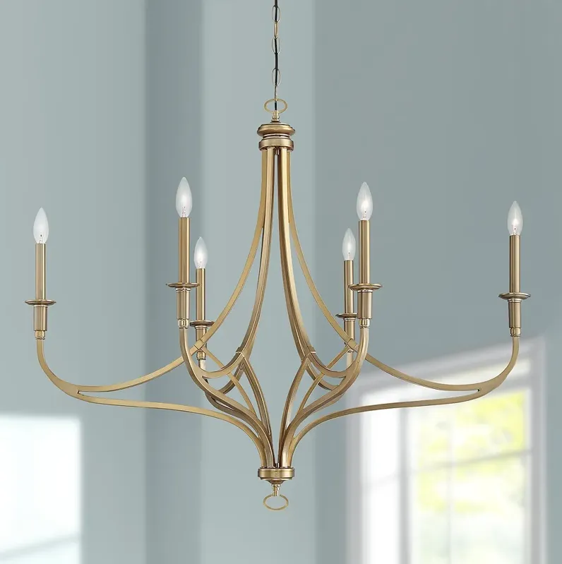 Minka Covent Park 40" Wide Brushed Gold 6-Light Candelabra Chandelier