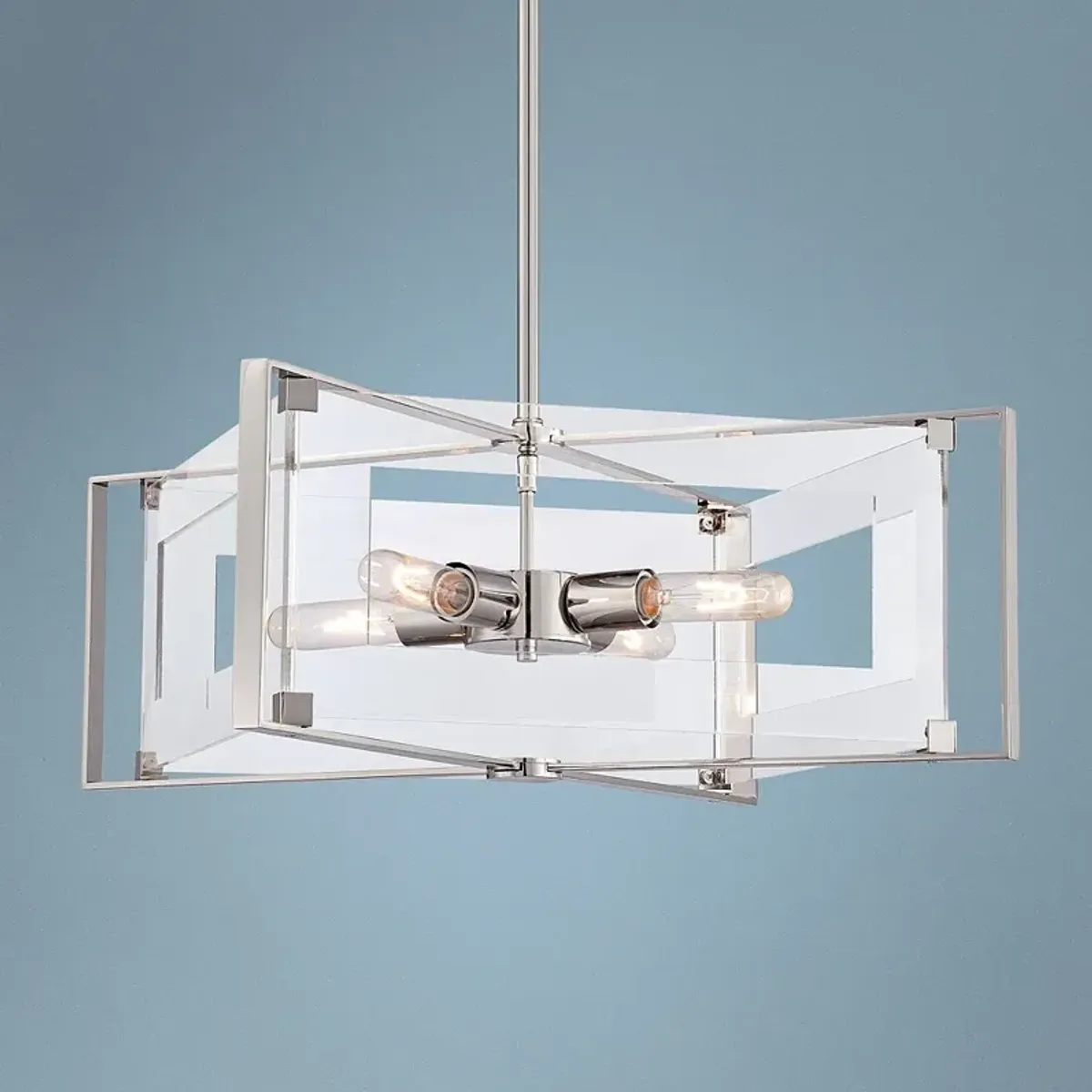 Crystal Clear 19 3/4"W Polished Nickel 4-Light Pendant