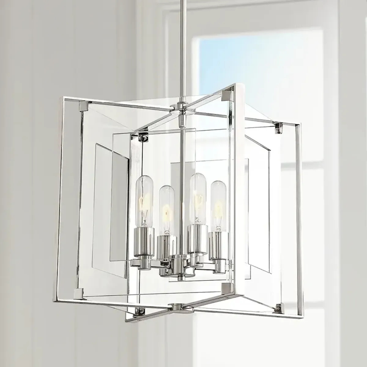 Crystal Clear 14 3/4"W Polished Nickel 4-Light Pendant