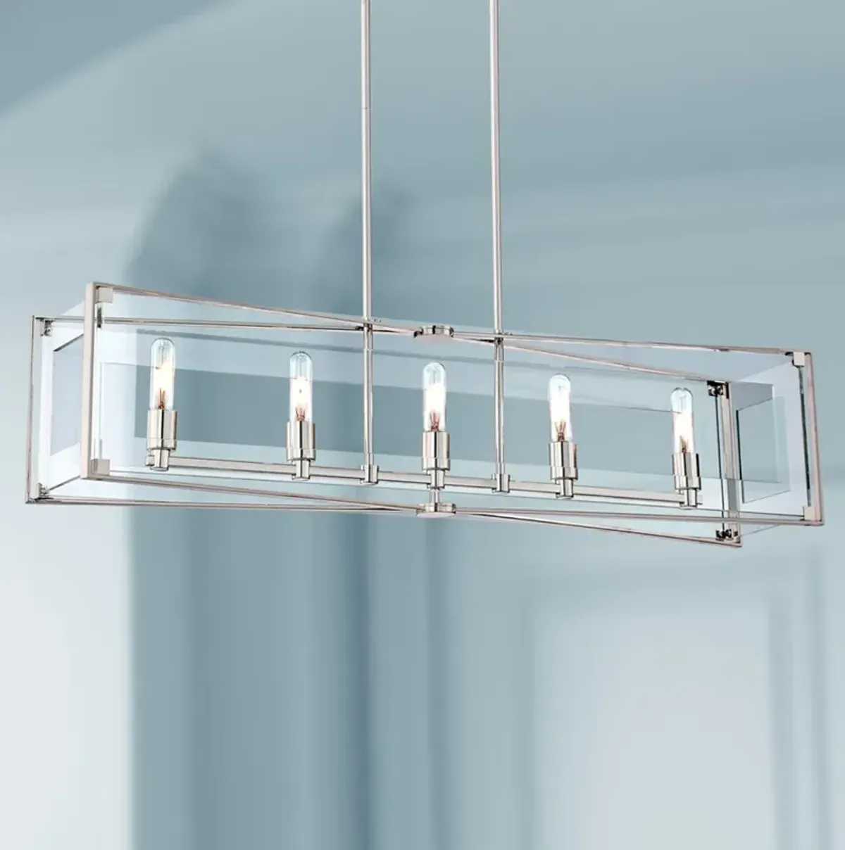 Crystal Clear 43 1/4"W Nickel Kitchen Island Light Pendant